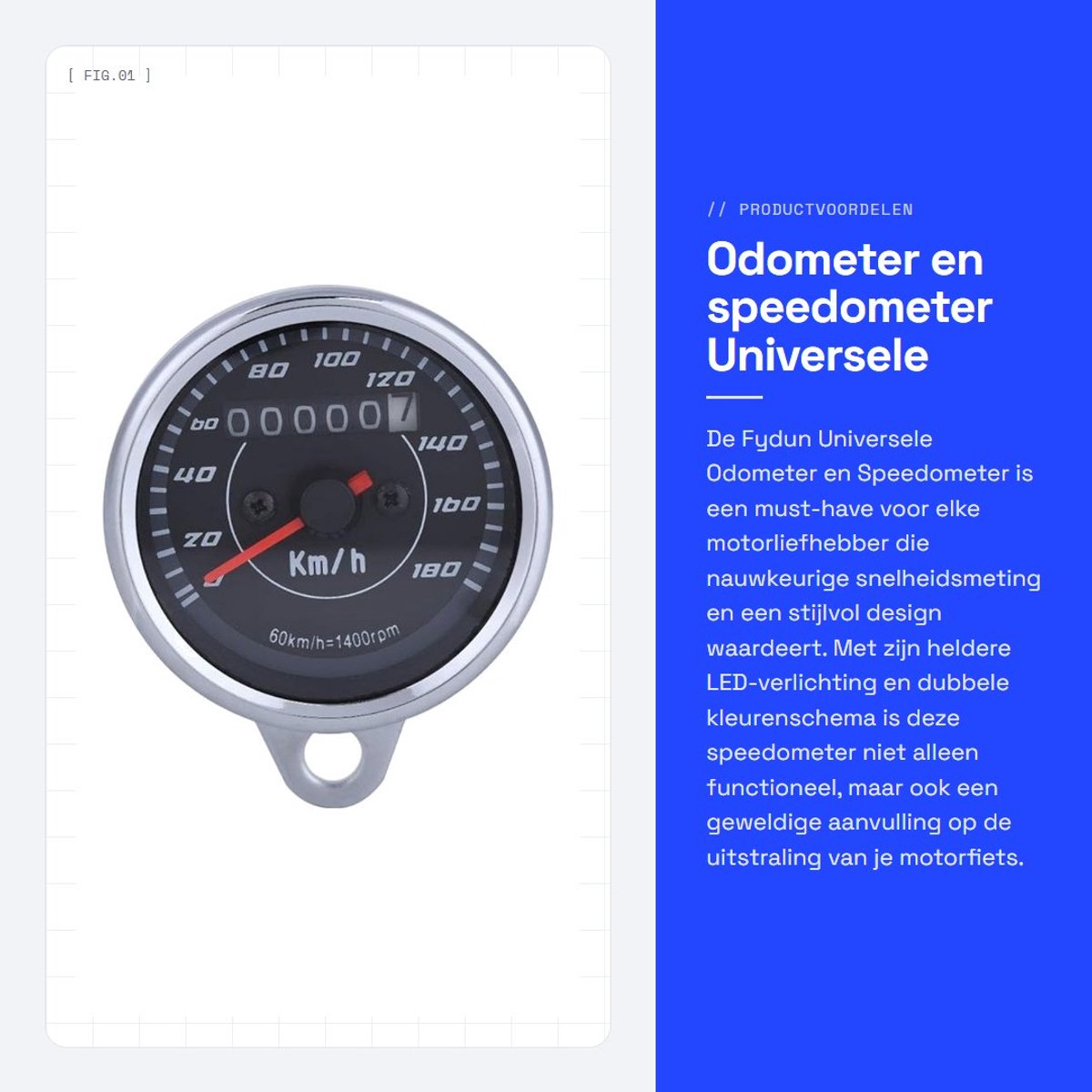 Dailygoods - Odometer en speedometer - Universele motorfiets accessoires - Met LED verlichting - Dubbele kleur - Nauwkeurige metingen - Voor motoren -...