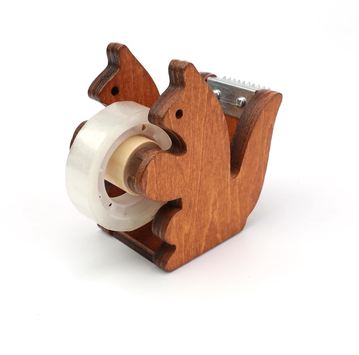 Dailygoods- Plakbanddispenser Eekhoornvorm - Houten Plakbandafroller - Robuust en Slijtvast - Voor Plakbandrollen 23 mm - Efficiënt Snijden - Schattig Design - Tapedispenser