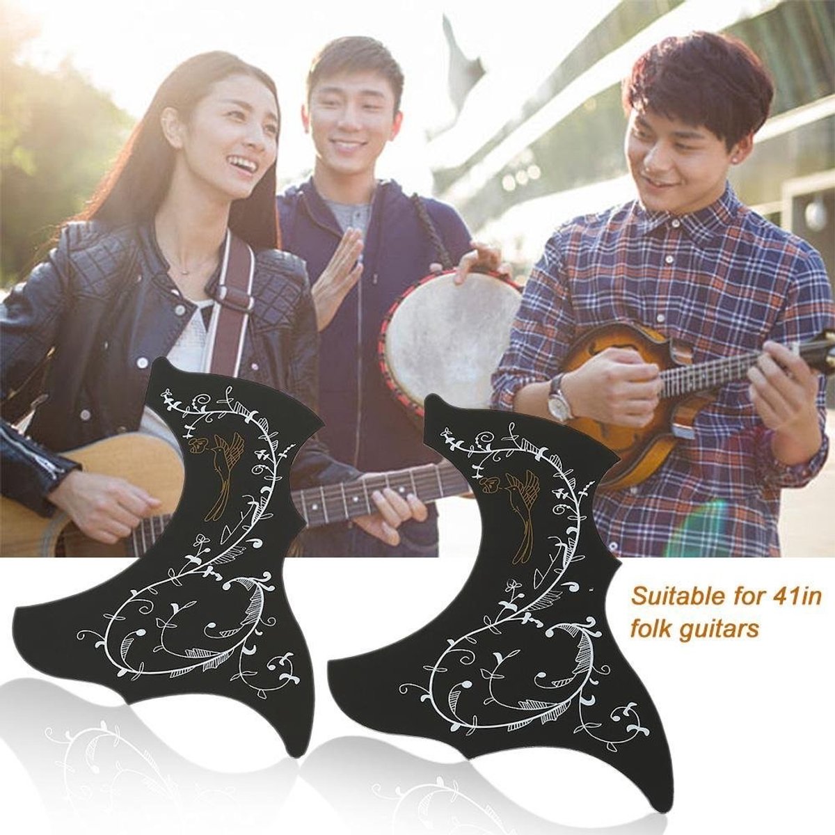 Dailygoods- Pickguard 2 Stuks - Zelfklevend - Krasbestendig - Decoratie - Geschikt voor 41 Inch Gitaar - Duurzaam oppervlak - Gitaarbescherming