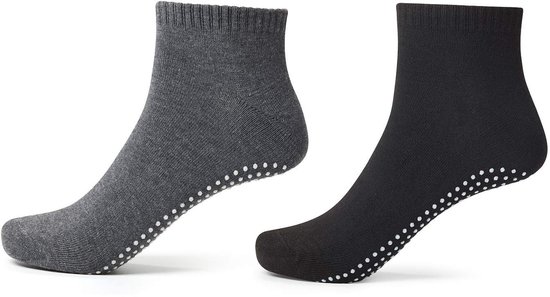 Dailygoods- Antislip Sokken - 4 Paar Unisex Grip Sokken - Katoenen Sokken - Voor Yoga/Workout - Zwart/Grijs - Comfort Materiaal van Dailygoods — afbeelding 5