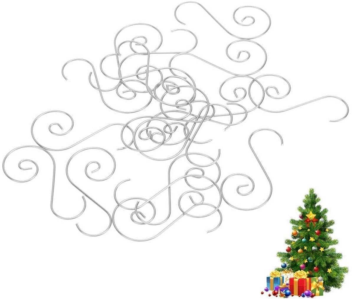 Dailygoods- Kerst Ornament Haken S-vormig - 60 Stuks - Zilveren Hangers - Decoratie Haken - Ophanghaken - Praktisch Ontwerp - Kersthaak