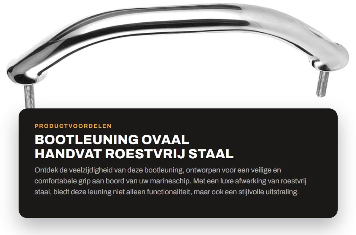 Dailygoods- Bootleuning Ovaal - Roestvrij Staal - Handvat - Handgreep - Universeel - Geschikt voor Jachten/Campers