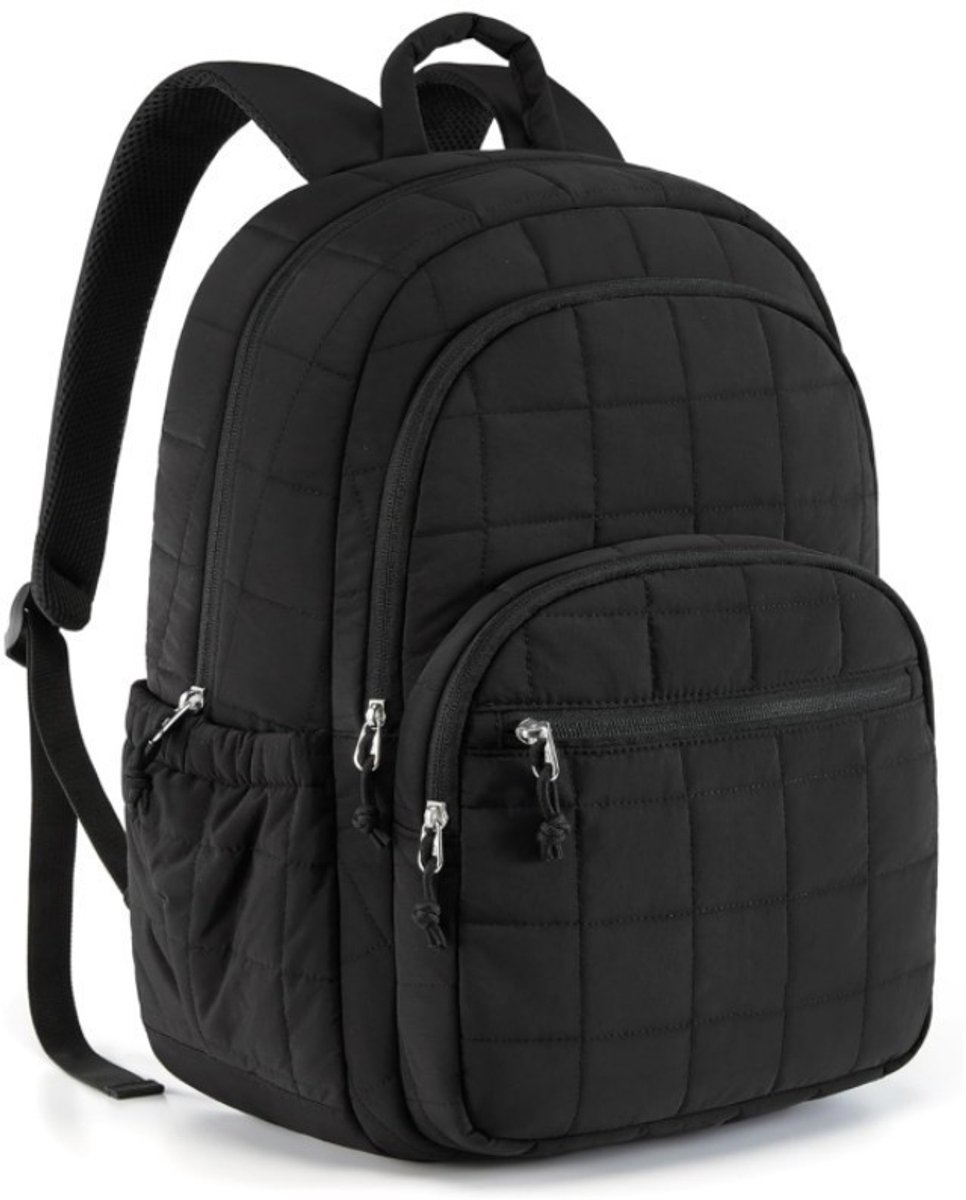 YAGXIG College Laptop Rugzak - Damesreisrugzak - Gewatteerde casual rugzak - Waterdichte schooltas - Zwart - Damesrugzak