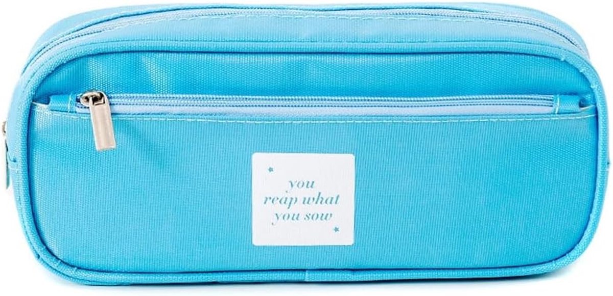 Pennenetui Organizer - Etui Pouch - Opbergen Kantoorartikelen - Grote Opbergruimte - 20.5 cm - Blauw