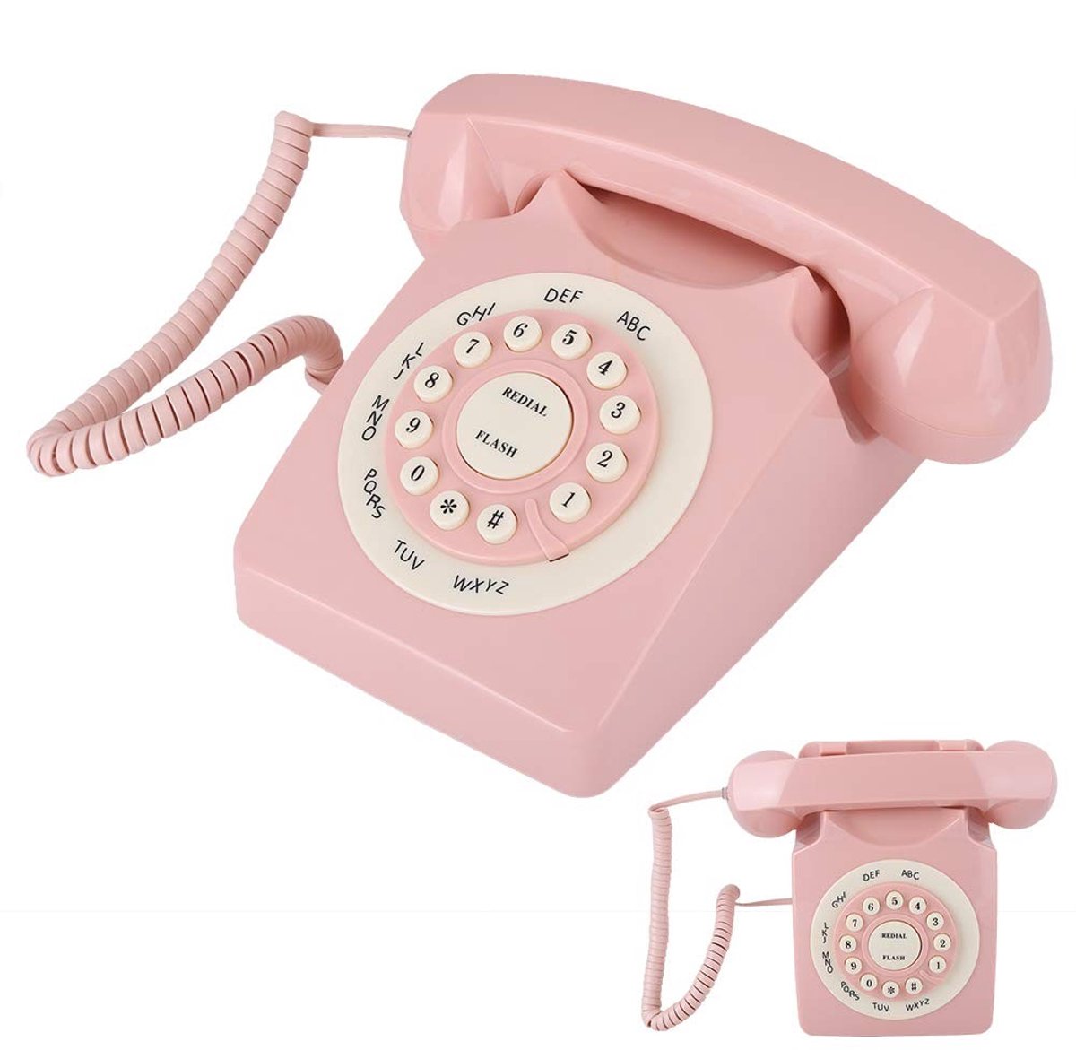 Dailygoods- Vaste Telefoon Retro - Snoer - Vintage Stijl - Grote Knoppen - Decoratief - Hoogwaardige Kwaliteit