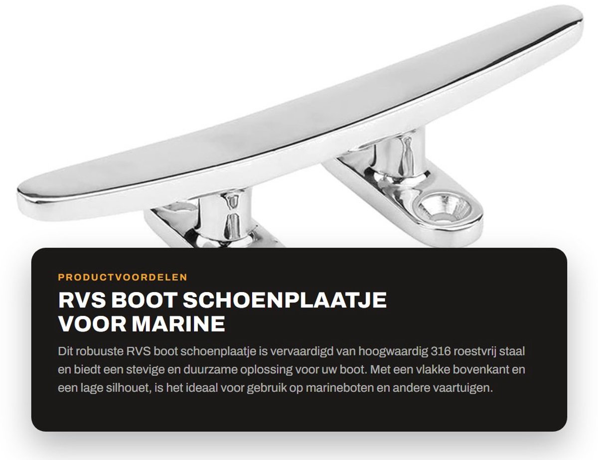 Dailygoods- Schoenplaatje 125mm - Schoenplaatjes RVS - Marinekwaliteit - Duurzaam - Eenvoudig te installeren - Hoge kwaliteit - Bootcleat