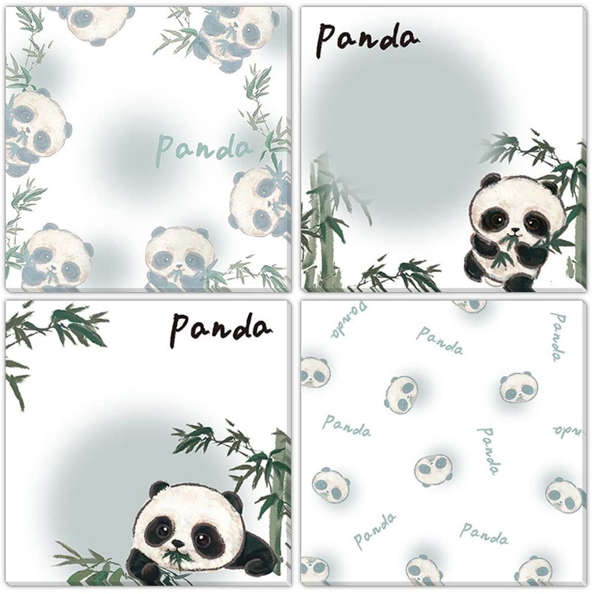 Dailygoods- Sticky Notes 8 Pack - 400 Vellen - Dierenthema - Panda Ontwerp - Milieuvriendelijk Papier - 8x8 cm Maat - Memo