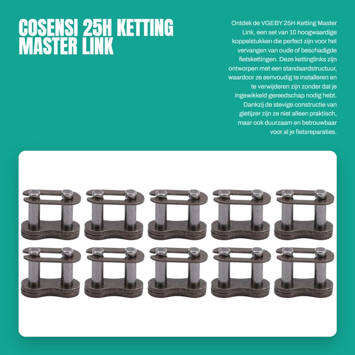 Dailygoods- Kettingverbinder 25H - 10 Stuks - Duurzaam - Eenvoudig te installeren - Gemaakt van gietijzer - Vervangt oude schakels - Kettinglink