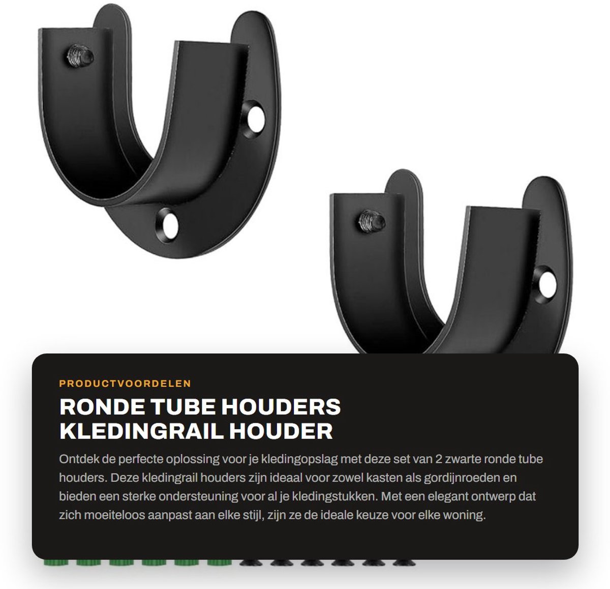 Dailygoods- Buissteun - Set van 2 - 38mm Opening - Roestvrij Staal - Kledingstang Houder - Antivuil en Schokbestendig - Eenvoudige Installatie - Kledingroede