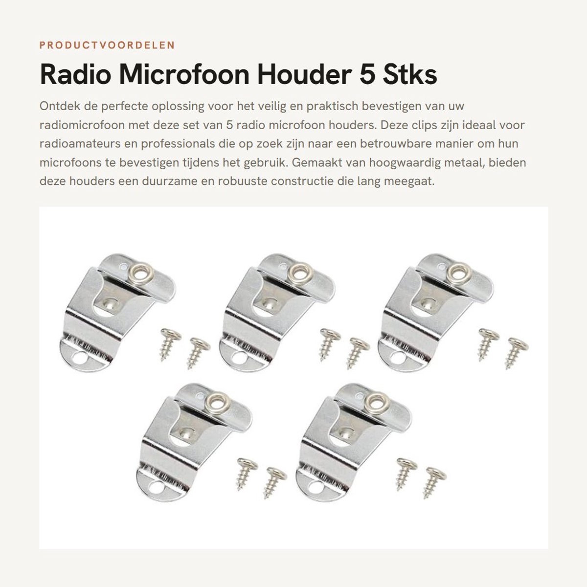 Dailygoods- Microfoonhouder Premium Materiaal - 2-Weg Hanger Clips - 5 Stuks - Lichtgewicht - Eenvoudig te Installeren - Corrosiebestendig - Microfoonclip
