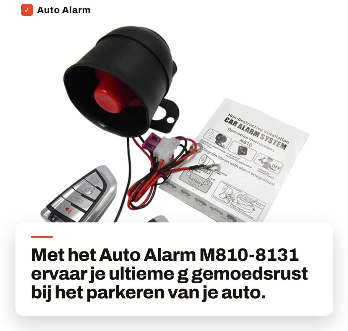 Dailygoods- Auto Alarm Draadloos - Anti-diefstal Systeem - Vibration Systeem - Elektronica - 12V - Inclusief Afstandsbediening - Diefstalbeveiliging
