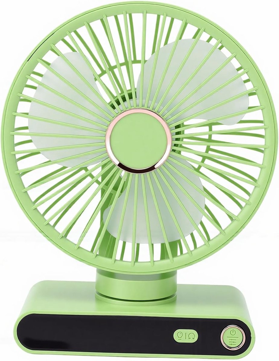 Draagbare Ventilator - Bureauventilator Wandventilator - Persoonlijke Koeling - Met Nachtlampje - 22.5 cm Diep - Zwart