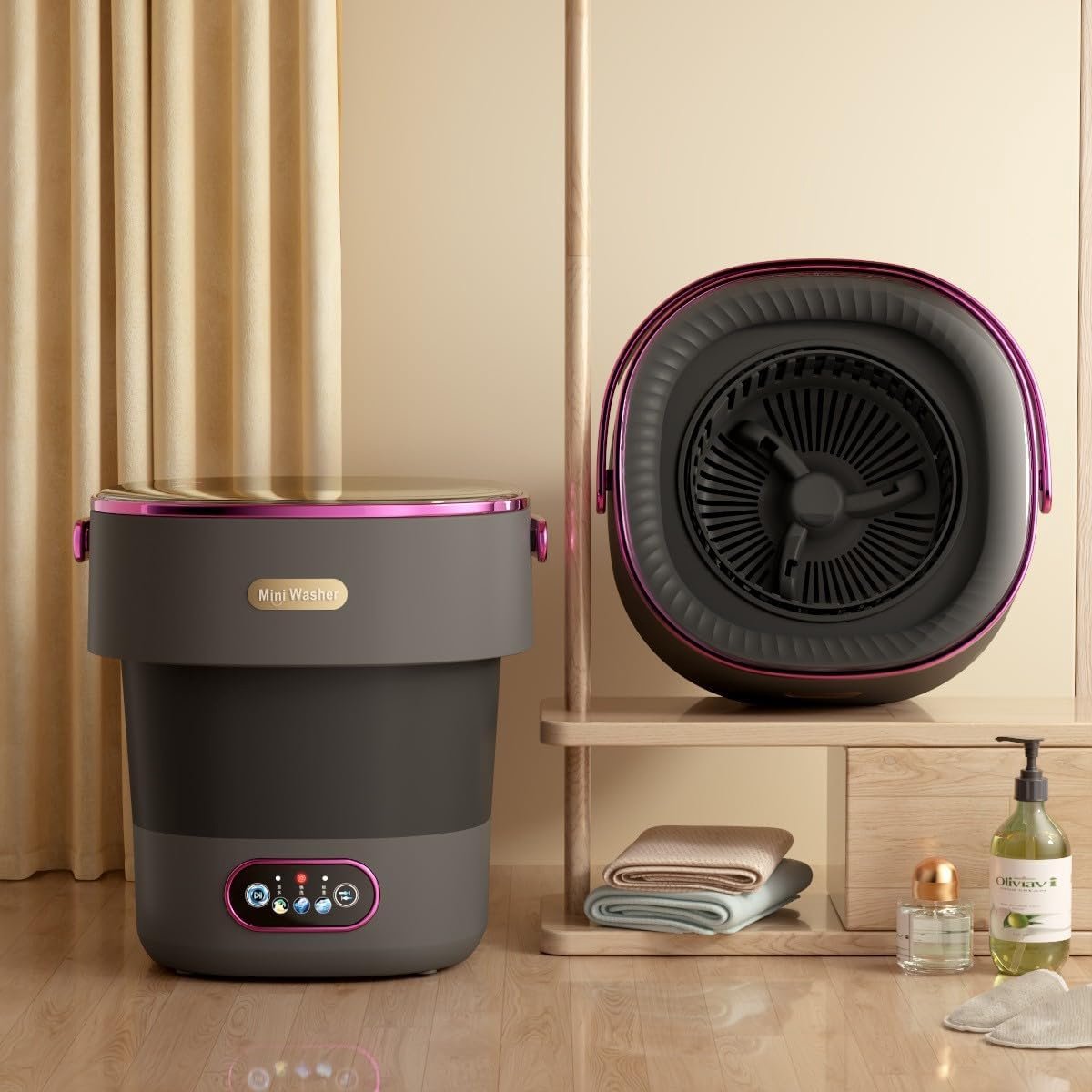 Mini Wasmachine Opvouwbare Wasmachine Babykleding Wassen Automatische Afvoer 33x32x34 cm C