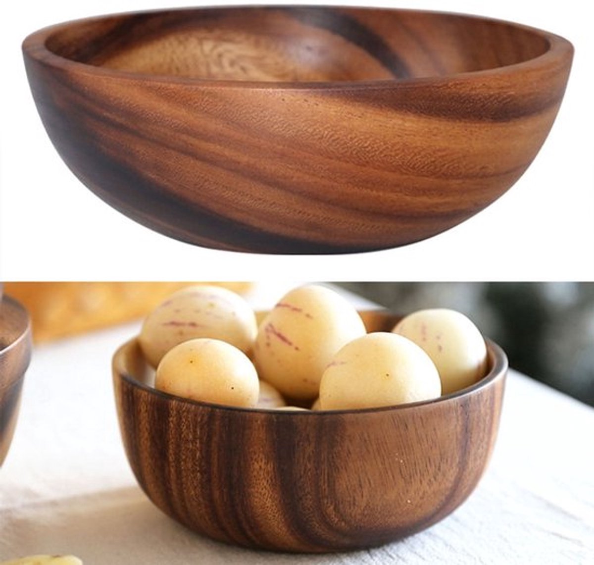 Creatieve houten fruitsaladekom voor de woonkamer - massief houten snoepkom