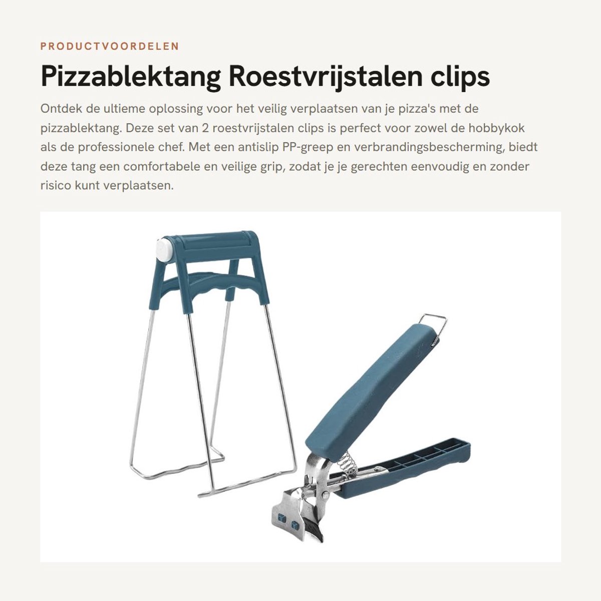 Dailygoods- Pizzablektang set van 2 - Roestvrij Staal - Antislip Greep - Verbrandingsbescherming - Vaatwasmachinebestendig - Keuken Hulpje - Keukenhulp