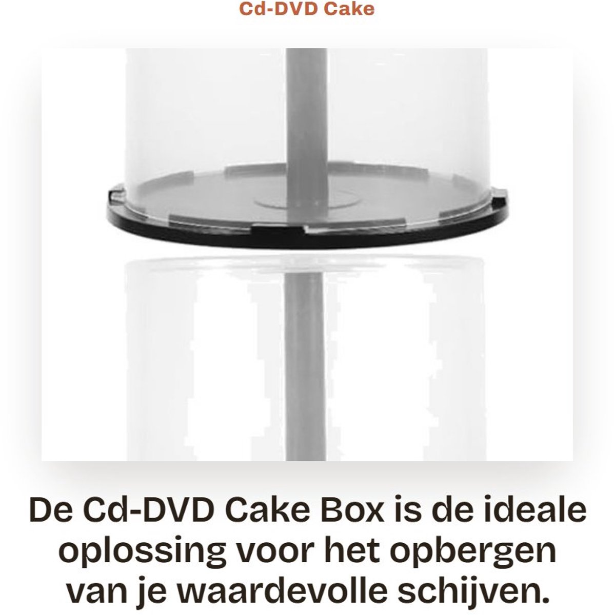 Dailygoods- CD/DVD Cake Box 100 Schijven - Opbergdoos - Doorzichtig - Zwarte Onderkant - 2 Stuks - Afmetingen 15,10 x 14,20 x 14,20 cm