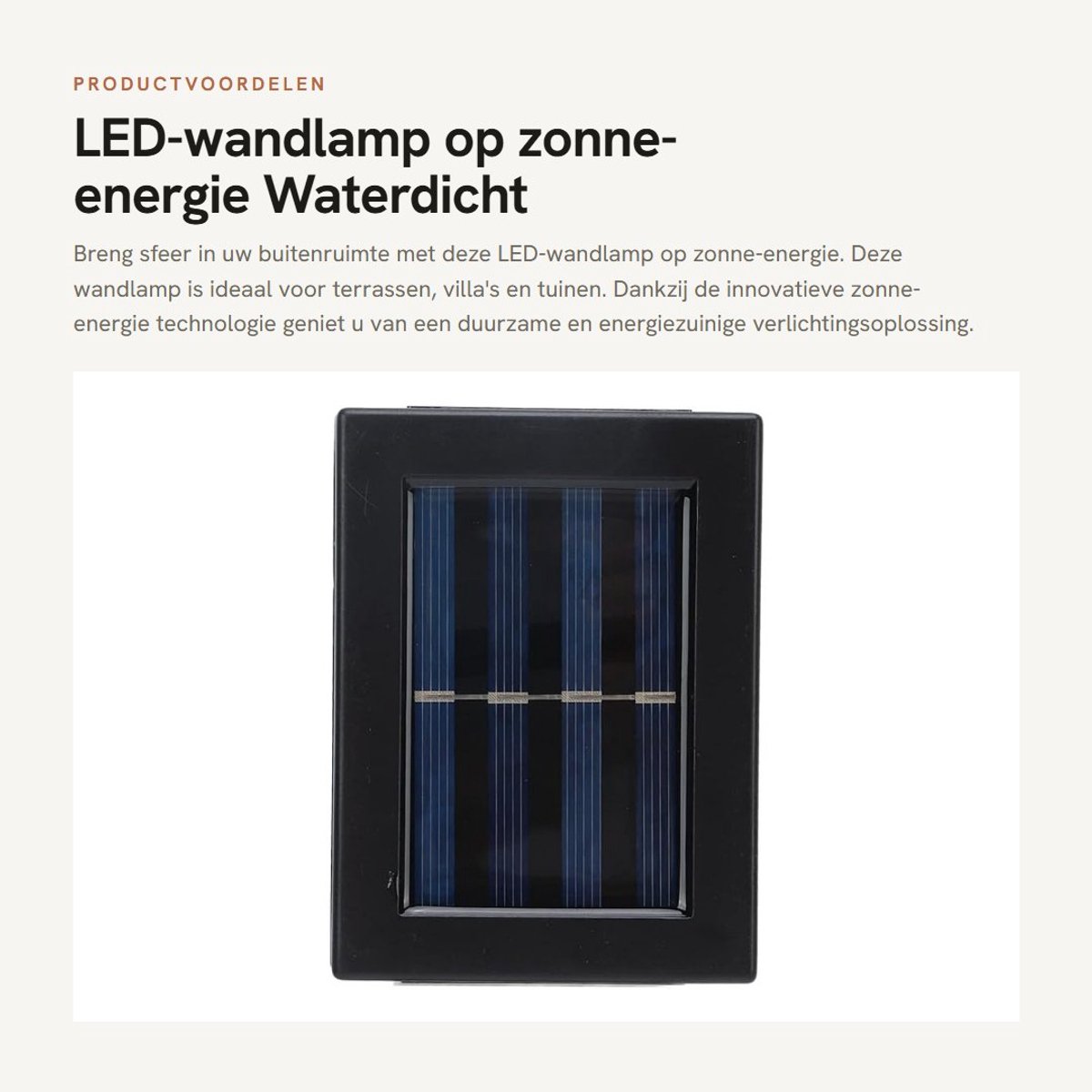 Dailygoods- Wandlamp met sensor - Buitenlamp met zonne-energie - IP65 waterdicht - Energie