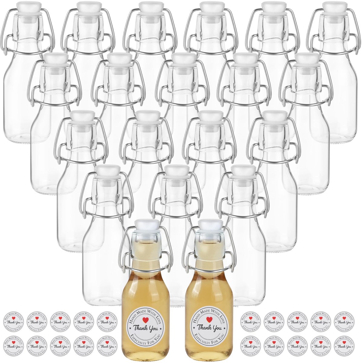 Dailygoods- Glasfles 120ml - Beugelfles - Herbruikbaar - Luchtdicht - Voor sap/olie - Duurzaam glas