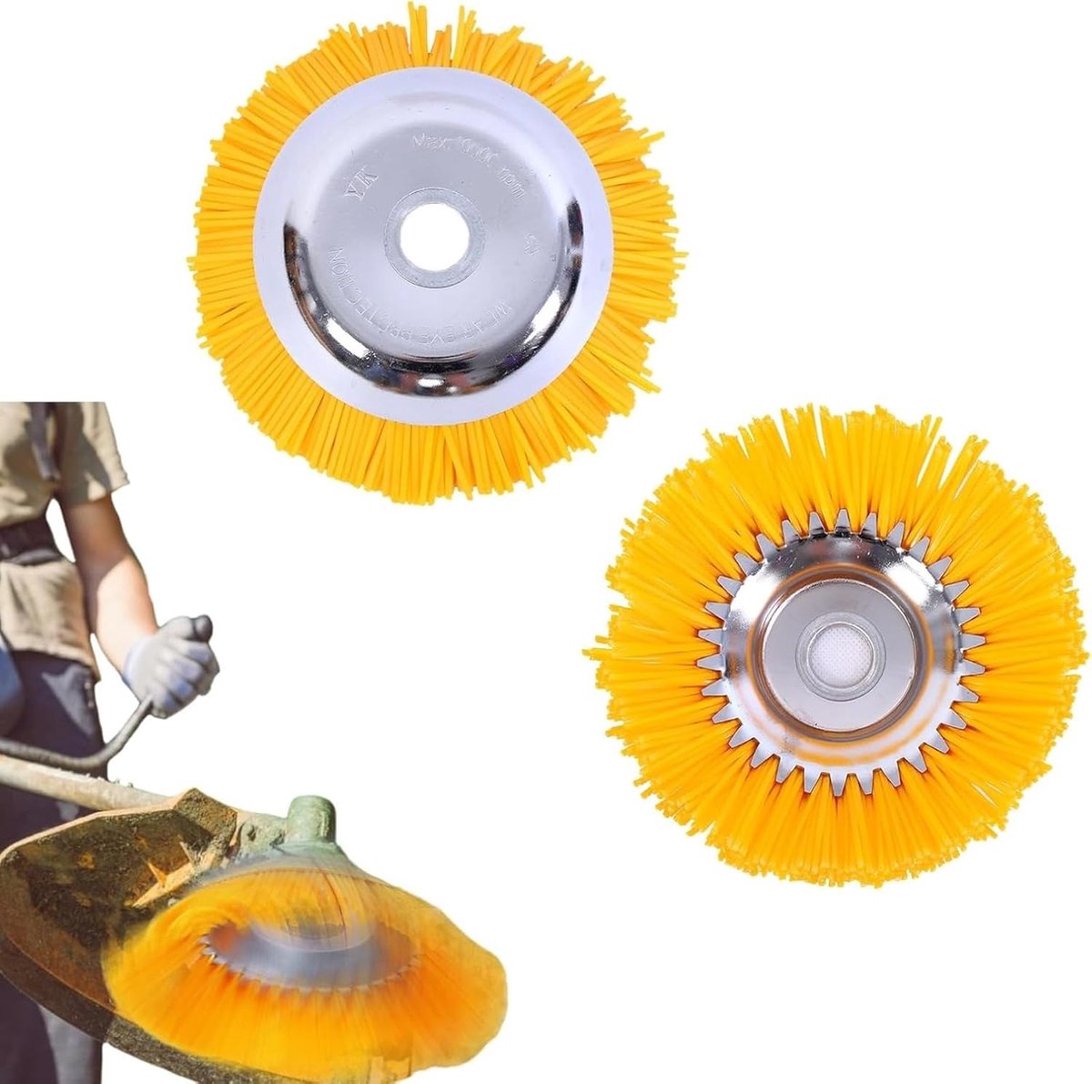 Grasmaaier Opzetstuk - Borstelkop Trimmer - Onderhoud Tuin - Duurzame Staalkern - 25mm Draad - Geel