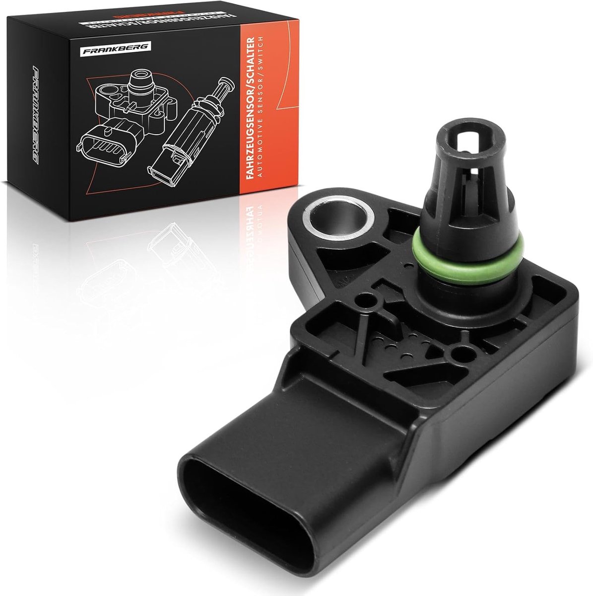 Druksensor Uitlaatgas - Manifold Sensor - Motorprestaties Optimaliseren - Directe Vervanging - 8x8x8 cm - Zwart