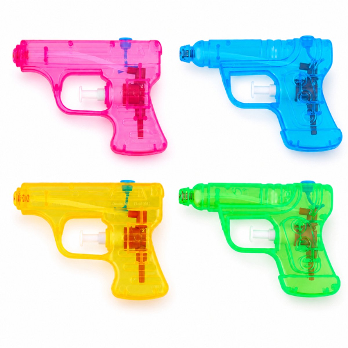Mini waterpistolen 4 stuks - water gun - 3 jaar + - blauw roze groen geel
