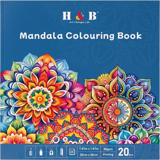 Mandala Kleurboek voor Volwassenen, Tieners en Kinderen – 20 Unieke Gedetailleerde Kleurplaten – Dieren & Geometrische Mandala’s – 20×20 cm – Inclusief Panda, Uil en Olifant