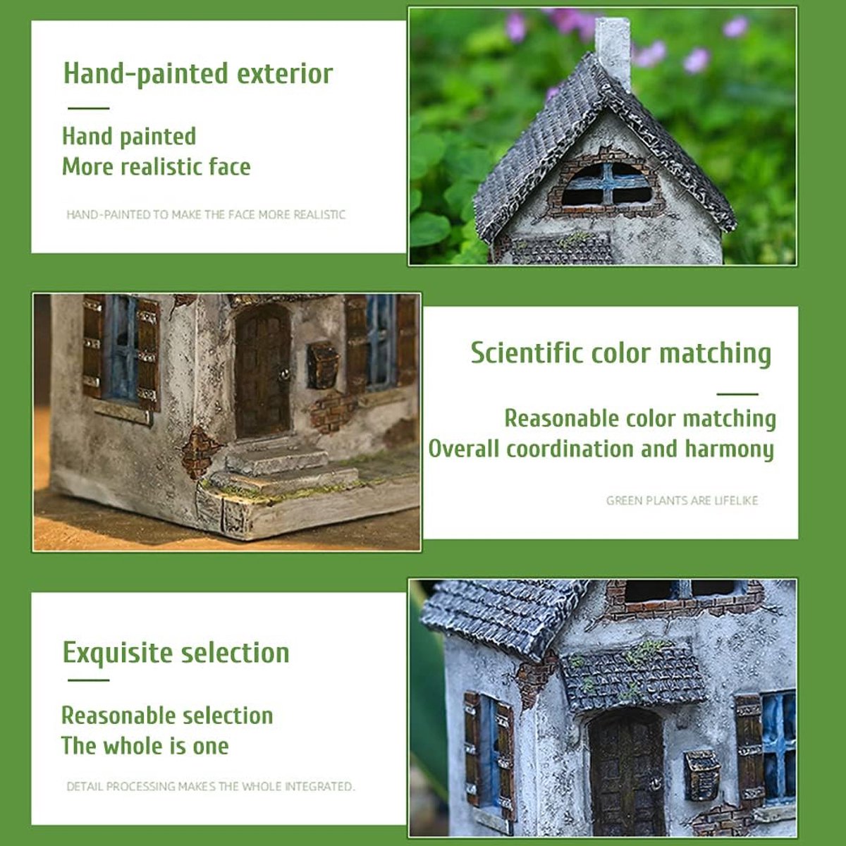 Miniatuur Huisje - Sprookjes Decoratie - Tuin Verfraaien - Levendig Ontwerp - 9x9x14cm - Niet gespecificeerd