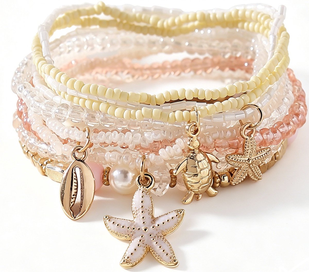 Armbandenset - zeester - roze