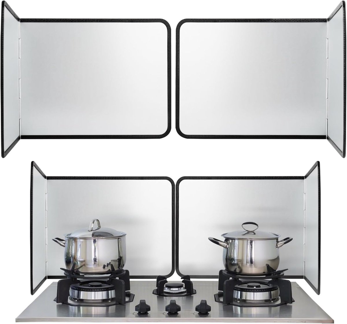 Keuken spatbeschermer - Opvouwbare Spatbeschermer 2-Delig - 38×30×29cm - Hittebestendig & Antiaanbak - Eenvoudig te Reinigen - Voor Fornuis & Buitenbarbecue