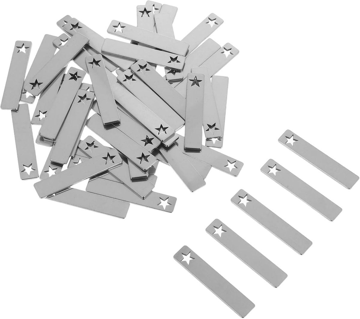 Metalen Graveerblanks - Naamplaatjes Labels - DIY Sieraden Maken - Roestvrij Staal - 50 Stuks - Zilver