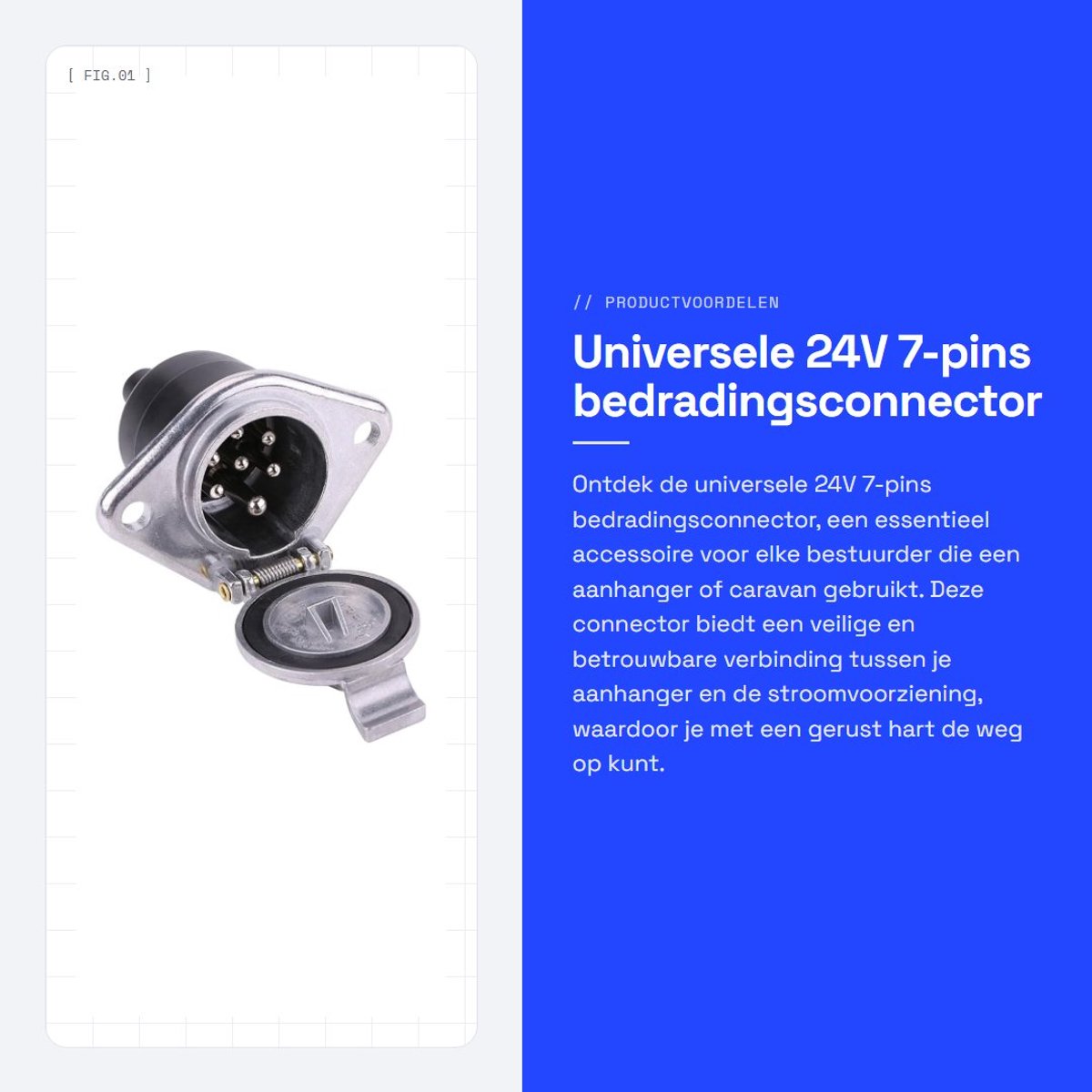 Dailygoods- Bedradingsconnector Universele 24V - 7-pins Connector - Adapteraansluiting - Metalen Afdekking - Rubber Aansluiting - Duurzaam en Betrouwbaar - Aansluitconnector