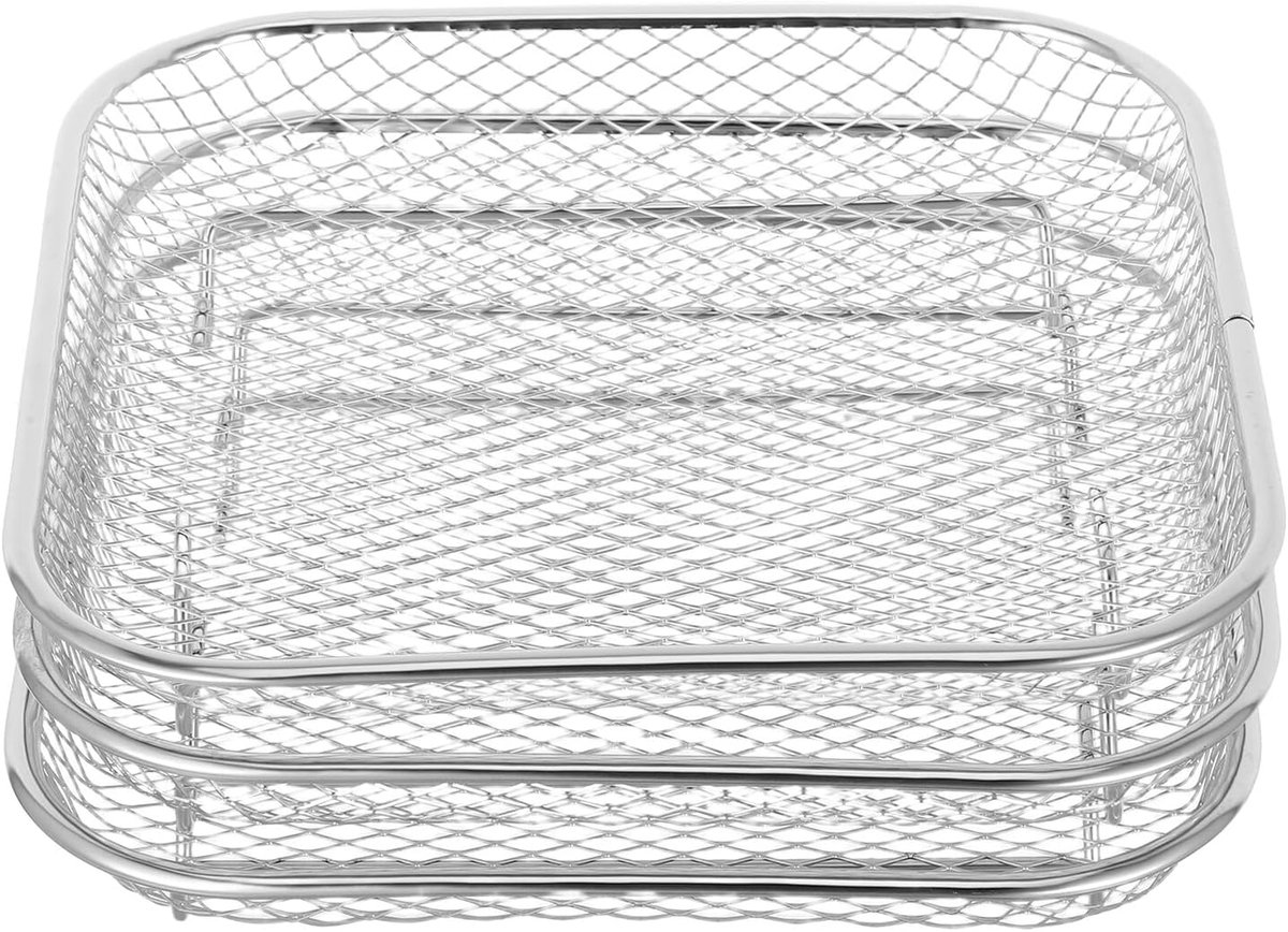 Airfryer Rack - Droogrek Bakrek - Voedsel Drogen - Stapelbaar Ontwerp - 21x21x4.5 cm - Zilver