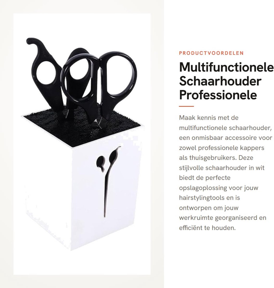 Dailygoods- Schaarhouder Veilig - Multifunctionele Houder - Voor Kappers - Voor Thuisgebruik - Wit - Afmetingen 8 x 8 x 10,5 cm - Schaarstandaard