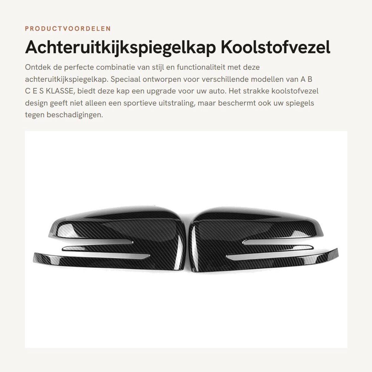 Dailygoods- Achteruitkijkspiegelkap Gloednieuw - Koolstofvezel - ABS Plastic - Voor A/B/C/E/CLA/GLK/Gla Klasse - 1 Paar (Links/Rechts) - Eenvoudig te installeren - Spiegelkap