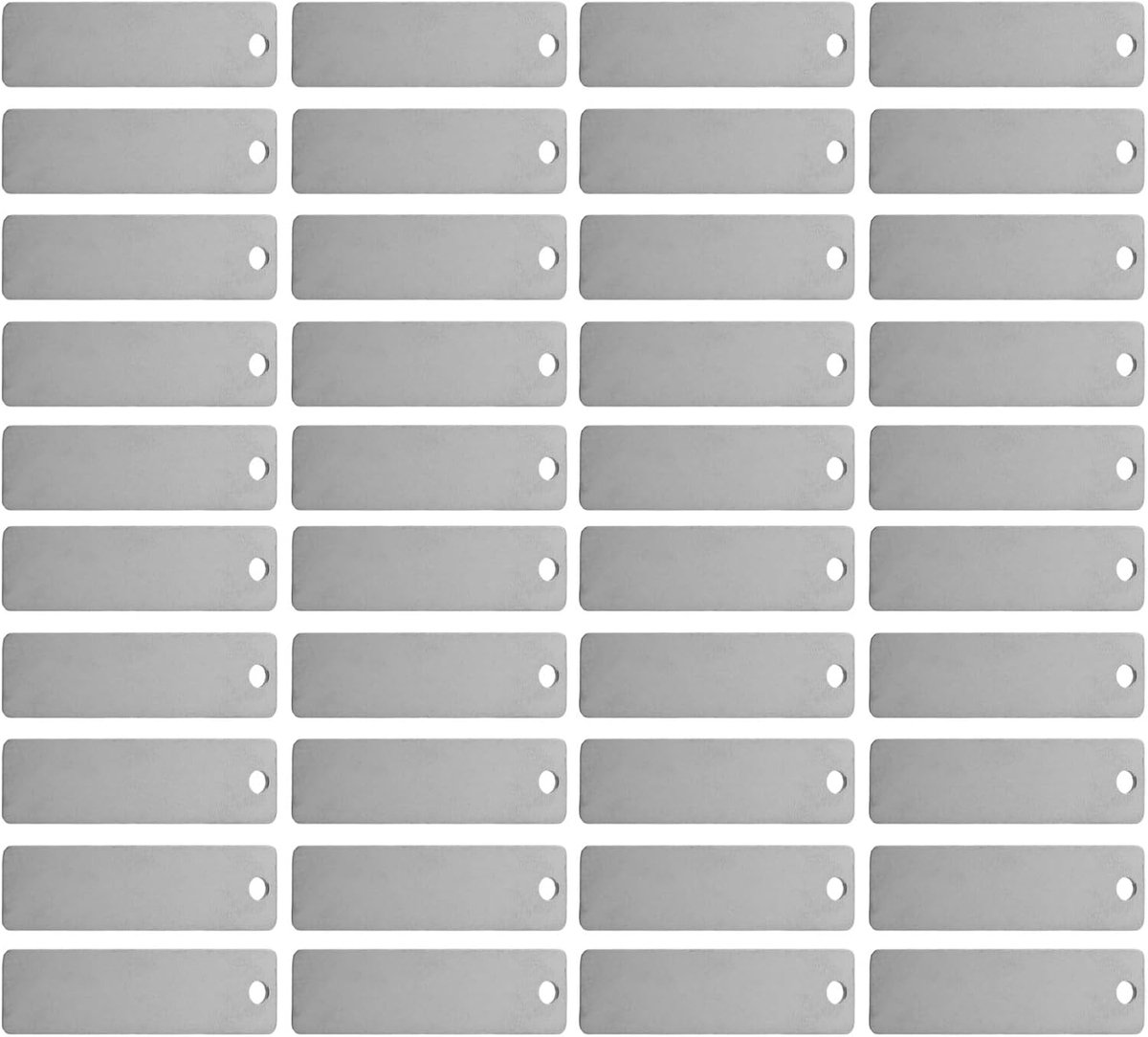Roestvrijstalen Labels - Metalen Tags - DIY Gravering - Met Gat - 4.5 x 1.2 cm - Zilver