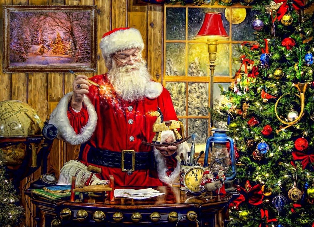 Kerst Puzzel 1000 Stukjes - Familie Puzzel met Feestelijk Winter Winterlandschap