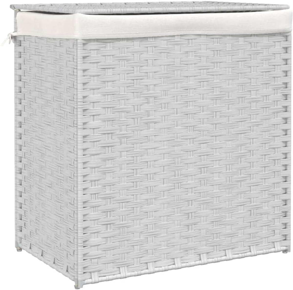 Wasmand met vakken Kleding sorteren Kleding opbergen Afneembare binnenvoering 53x35x57 cm Wit