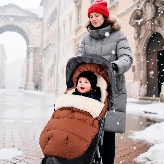 Universele Voetenzak - Baby Voetenzak - Winterse Wandelingen - Dubbellaags Verdikt - 100 cm - Bruin van Universele — afbeelding 3