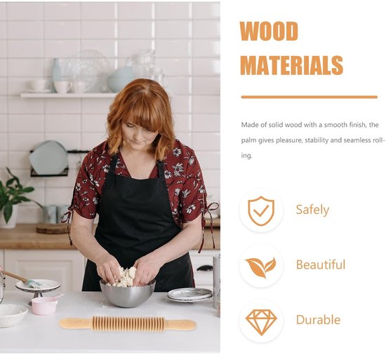 Cosensi - Rolling pin - Spaghetti roll - Perfect voor pasta en deeg - Houten structuur - Handgemaakt - Ideaal voor bakkers - 33 cm van Merkloos — afbeelding 5