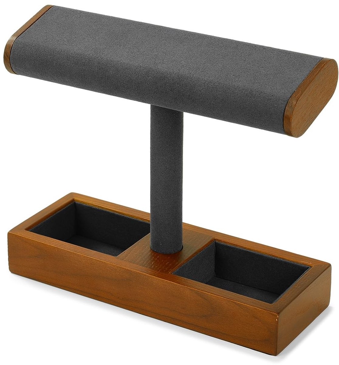 Dailygoods- Horlogestandaard van massief hout - Sieradenrek - Armband houder - Ringenhouder - Sieradenhouder ketting - Hoogwaardige microvezel