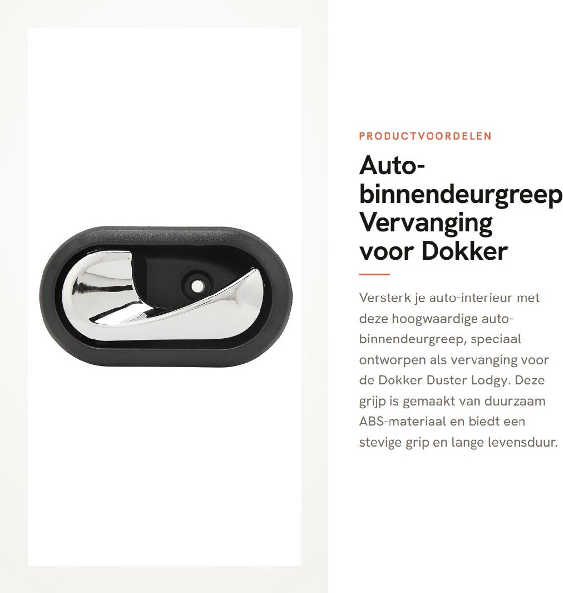 Dailygoods - Auto-binnendeurgreep Vervanging voor Dokker Duster Lodgy