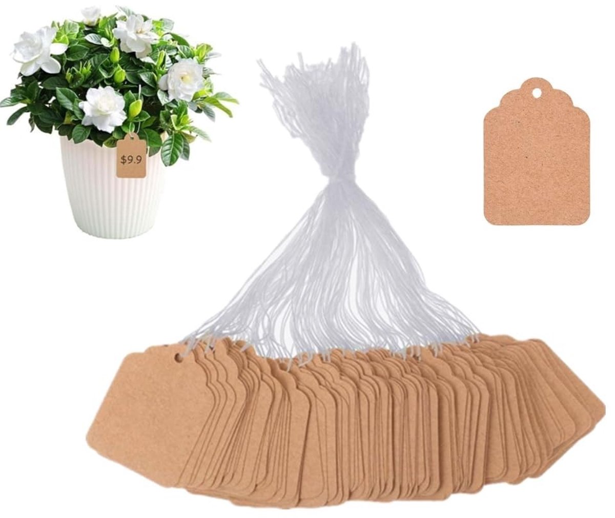 Dailygoods- Prijsetiketten 500 Stuks - Cadeaulabels - Kledinglabels - Kraftpapier - Blanco Etiketten - Robuust en Schrijfbaar