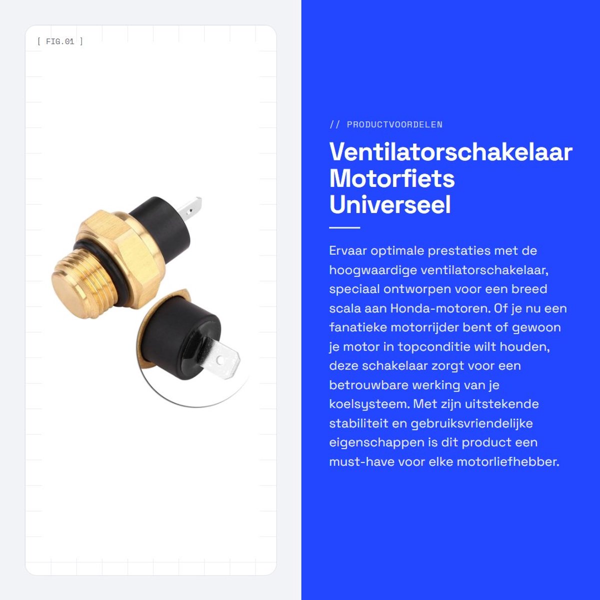 Dailygoods - Ventilatorschakelaar - Motorfiets - Universeel - Zwart - VFR700F VFR750F VFR800 VTR1000F VT600 VT750 VT1100 - H_o_nda - Geschikt voor div...