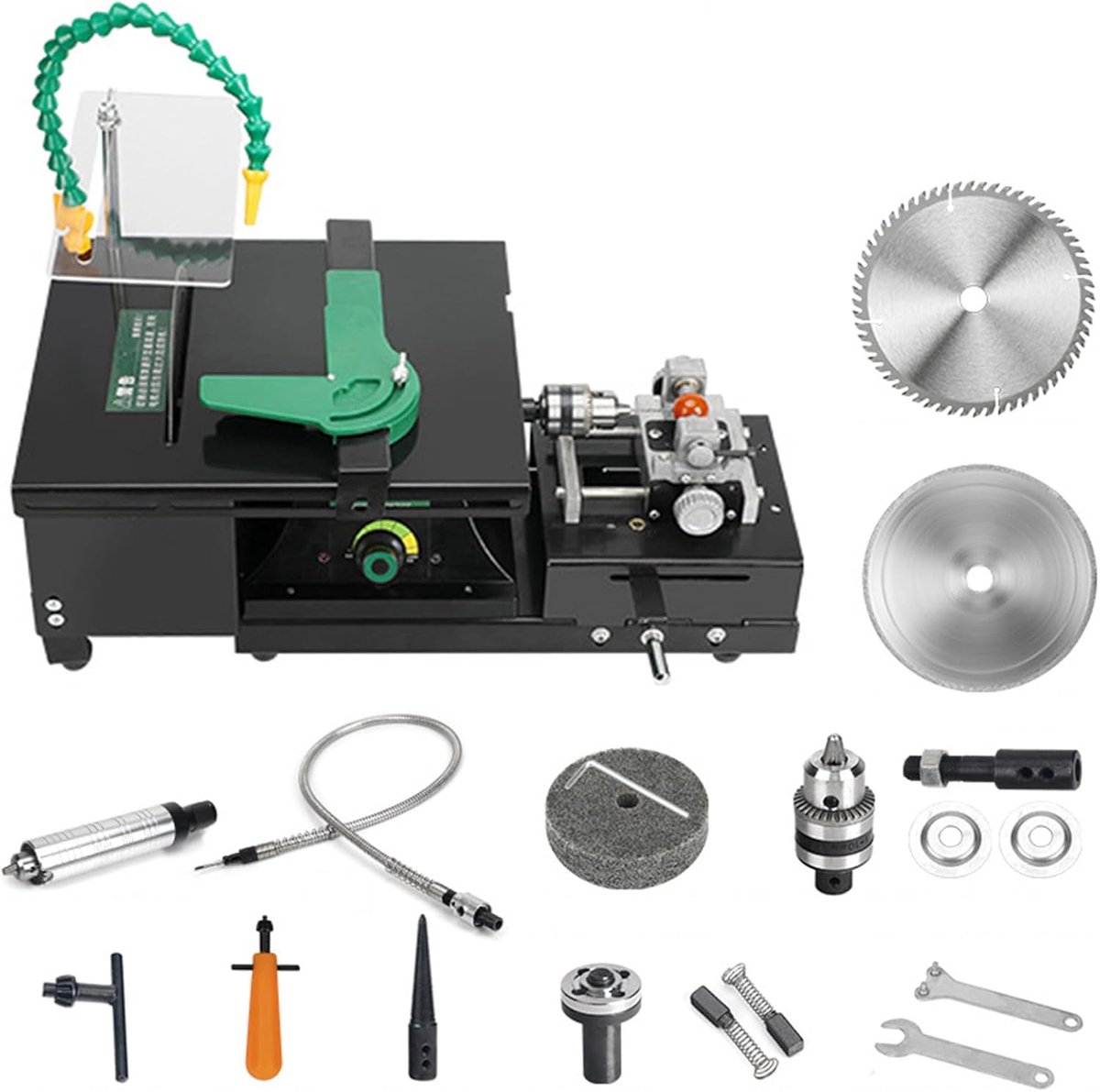 Mini Tafelzaag - Polijstmachine Bank - Edelsteen Bewerken - 1950W Motor Variabel - 28.5 x 26 x 15 cm - Grijs