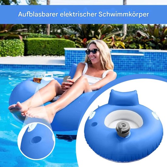 Elektrisch Zwembadvlot - Opblaasbaar eiland - Ontspannen op water - Geïntegreerde motor - 101 cm opgeblazen - Blauw — afbeelding 5