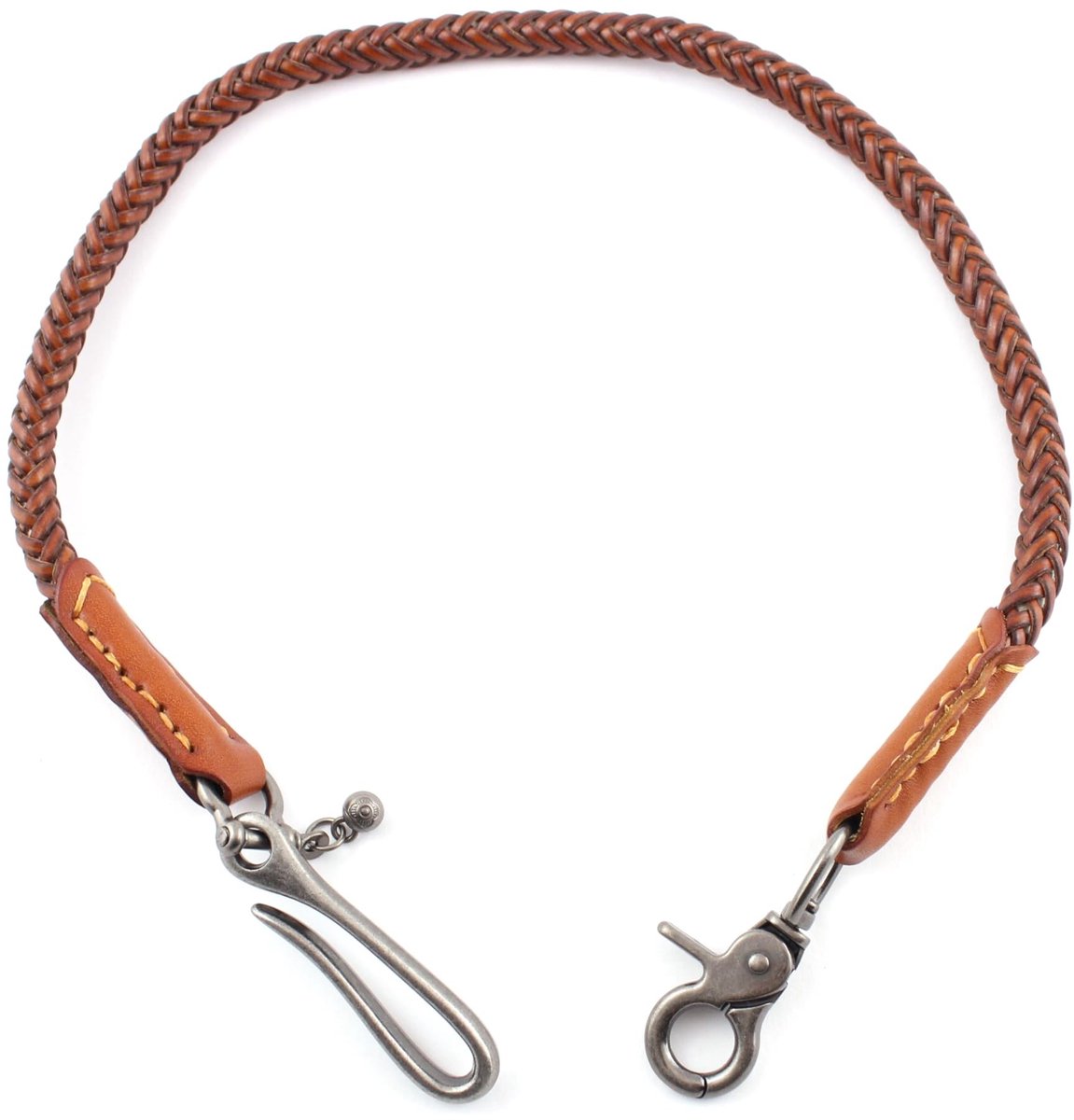 Dailygoods- Broekketting 60 cm - Veiligheidsbroekketting - Sleutelketting - Portemonnee ketting - Leer/staal - Duurzaam en robuust - Portemonneeketting