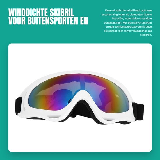 Dailygoods- Skibril Winddicht - Unisex - Buitensporten - Motorrijden - Fietsen - Wit Frame - Sportbril