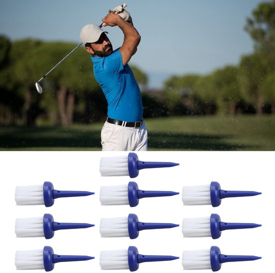 Dailygoods- Golf Tees 10 Stuks - Borsteltype - Duurzaam Kunststof - Lage Weerstand - Consistente Hoogte - Ideaal Voor Golftraining - Golfballen van Dailygoods — afbeelding 2