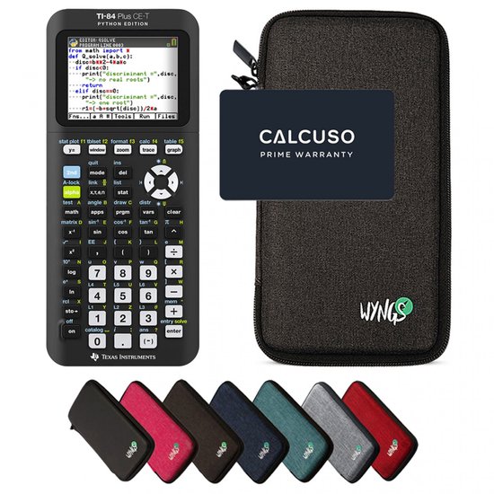 TI-84 Plus Ce -T Python Edition incl. WYNGS Beschermhoes Donkergrijs - Grafische Rekenmachine - Basis Pakket