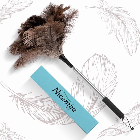 Telescopic duster ostrich feathers, extendable up to 170 cm for high surfaces and sensitive interiors, washable and scratch-resistant (duster for ostrich feathers, replacement head — afbeelding 2